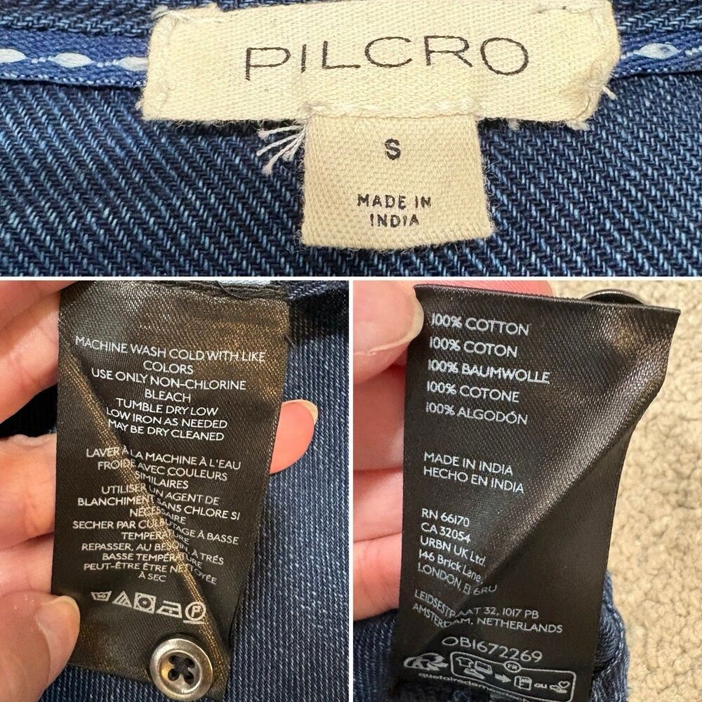 Anthropologie Pilcro Henley Blouse Denim Size S Western Boho - Picture 8 of 13